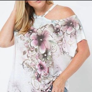 Floral Cutout Short Sleeve Top